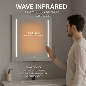 Infrared Heated <b>Mirror</b> 600x700mm <b>Wave</b> Control LED Touch Sensor Bathroom <b>Mirror</b> 350Watt Energy Saving - Product Image 5