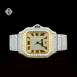 Montre-bracelet à quartz de luxe pour homme, en acier inoxydable, avec cadran carré en verre, incrusté de moissanite, chiffres romains, 20 mm – Meilleures ventes - Product Image 1