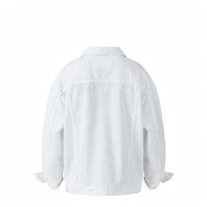 <b>Mens</b> White Denim <b>Trucker</b> <b>Jacket</b> Button Up Jean <b>Jacket</b> with Flap Chest Pockets Long Sleeve Casual Denim <b>Jacket</b> <b>Men's</b> Denim Jeans - Product Image 2