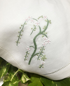 Custom Wholesale Square <b>Cloth</b> Napkin Full Sizes Embroidered Pretty Flower Stone Washing Hemstitch <b>Linen</b> Reusable Home Wedding - Product Image 2