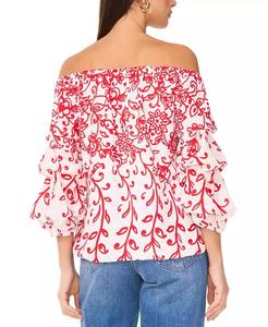 Blusa anteriore con maniche a bolle floreale da donna | Vince Camuto - Product Image 2