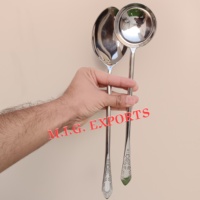 Cuillères à soupe les plus vendues, en acier inoxydable, manche long, style luxueux, en vente chez M.I.G. Entreprise indienne d'exportation.