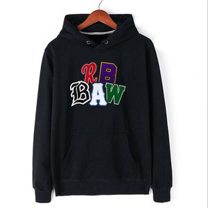 Sweat-shirt à capuche unisexe blanc avec imprimé lettres RB BAW colorées, poche avant, tricoté, décontracté, pour l'automne - Product Image 2