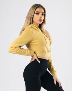 Sweat-shirt à capuche court pour femme, en polaire, écologique, à manches longues, décontracté, streetwear, pour la gym, l'entraînement, ou la détente - Product Image 2