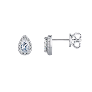Boucles d'oreilles clous en moissanite taille poire couleur D |   Bijoux de mariage en argent sterling 925 plaqué rhodium platine, certifiés CMA, forme goutte d'eau - Product Image 3
