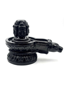 Sculpture spirituelle en cristal de spinelle noire Panchmukhi sculptée à la main, décor spirituel, fournisseur en gros OEM ODM - Product Image 1