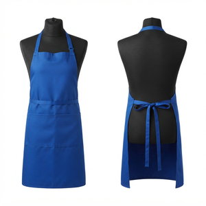 Premium 240 GSM Poly Cotton Twill Chef <b>Apron</b> Adjustable Neck Blue Bib <b>Apron</b> Custom Logo <b>Kitchen</b> Wear - Product Image 1