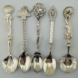 Juego de Cucharas de Té Plateadas de Estilo Vintage de Lujo, Cucharas de Café Decorativas de Metal Antiguo, Estilo Victoriano Real, Cubertería para Postre, Regalo - Product Image 1