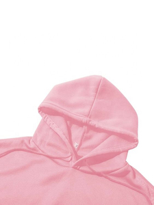 <b>Pink</b> Hooded <b>Sweatshirt</b> Regular Fit Solid Color Knitted Fabric Casual Style for Adults Autumn Wear - Product Image 2