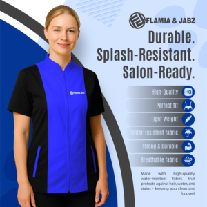 Chaqueta de Trabajo Unisex de Manga Corta FLAMIA JAZZ, Azul Claro y Negro, Algodón Ecológico, Estilo Moderno, Diseño Práctico, Uso Personal - Product Image 5