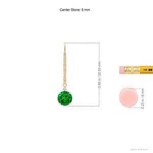 Natural Round Emerald Diamond Leverback <b>Earrings</b> 14K Yellow Gold Handmade Solitaire Drop <b>Fine</b> Jewelry for Women - Product Image 3