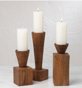 Elegant Handmade Mango Wood Candle Holder Stand Base Multipurpose Tabletop Display Pillar Candles <b>Tea</b> <b>Lights</b> Home Decoration - Product Image 1