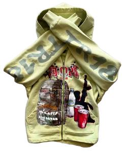 Drop Shoulder Vintage Rhinestones Washed DTG Print Logo Hoodie Streetwear 100% Cotton 500gsm Boxy Cropped Hoodies for Men - Product Image 1