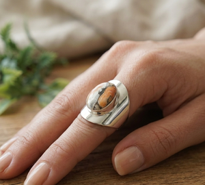 925 Sterling Silver Oyster Turquoise Statement <b>Ring</b> Yellow & Rose Gold Plated Handmade Artisan Geometric Jewellery <b>Ring</b> for Her - Product Image 2