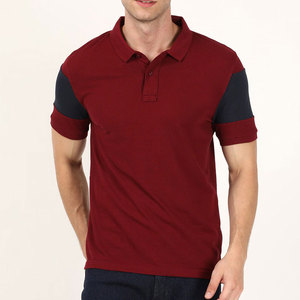 Polo de Manga Corta para Hombre, Color Rojo, Diseño con Bloques de Color, Tejido de Piqué de Algodón, Casual, Transpirable, Diseño Sólido, Cierre de Botones - Product Image 1