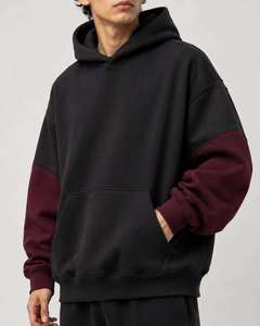 Sweat-shirt à capuche color-block pour homme, pull à manches régulières en polaire polyester tricoté, vêtement d'été décontracté, streetwear - Product Image 5