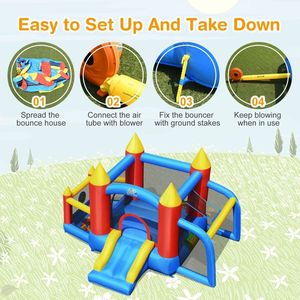 Grande Piscina di Palline Gonfiabile da Esterno e Porta da Calcio, Attrezzatura per Divertimento Salvaspazio Senza Ventilatore - Product Image 6