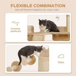 โครงปีนป่ายและเสาข่วนสำหรับแมว ดีไซน์คลาสสิกจากไม้เนื้อแข็ง สำหรับแมว - Product Image 3