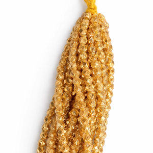 Perles de verre facettées dorées 4 mm, finition métallique brillante, perles rondes pour la fabrication de bijoux, bracelets et colliers - Product Image 1