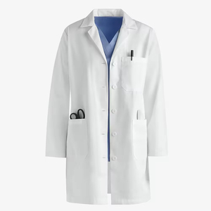 Blouse de laboratoire médicale unisexe à manches longues blanche de qualité professionnelle avec poche pour infirmières et médecins - Product Image 4