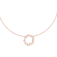 Collier pendentif cercle en or rose 14 carats avec diamants de laboratoire de luxe de formes variées