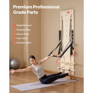 Macchina Pilates Reformer da Parete in Legno d'Acero con Molle di Resistenza per Attrezzature per Esercizi con Springboard e Fitness Yoga - Product Image 5