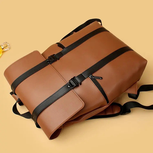 Minimalist Gray Nylon <b>Backpack</b> With Black <b>Straps</b> Buckle Closure Water Resistant Laptop Compartment Unisex 20-39L Capacity - Product Image 6