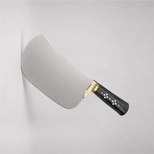 Cuchillo de Carnicero de Alta Resistencia, Hoja Curva Ancha Plateada, Mango Remachado Negro, Empuñadura Dorada, Cuchillo de Cocina para Cortar Carne - Product Image 4