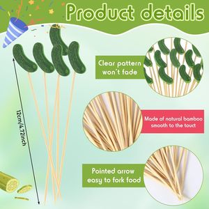 100 Pcs 4.7 Inch Bamboo <b>Toothpicks</b> Pickled Cucumber Cocktail Picks Appetizer Decorative Skewers - Product Image 3