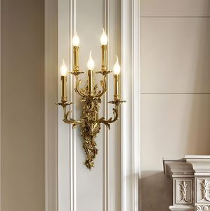 Lámpara de Pared de Estilo Barroco, Dorada, Antigua, de Lujo, para Palacio, Villa, Hotel, Iluminación Interior Decorativa Clásica - Product Image 2