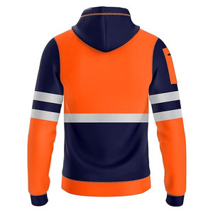 Tissu polaire couleur orange, doux et chaud, polaire de qualité supérieure, bande réfléchissante de classe deux sur les manches et la taille, sweats à capuche. - Product Image 4