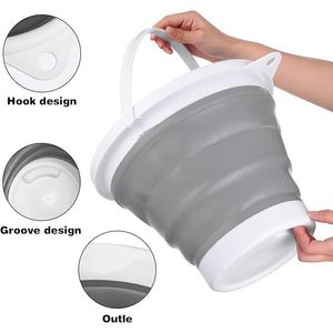 Pieghevole 10L (2.6 gallone) portatile secchio di plastica manico pieghevole Design pieghevole per interni esterni campeggio autolavaggio per uso domestico mocio per uso domestico - Product Image 6