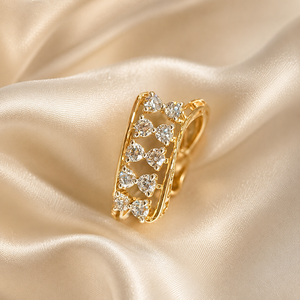 Elegant 14K Gold Openwork Band <b>Ring</b> with <b>CZ</b> Diamond Look Setting Bridal Party Jewelry for Women - Product Image 1