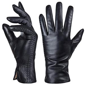 Gants en cuir thermiques pour femmes, pour un usage quotidien, des fêtes et l'hiver, compatibles avec les écrans tactiles - Product Image 2