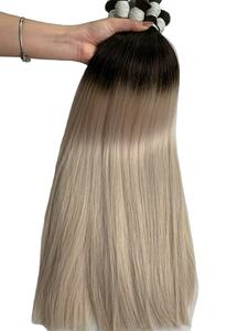 Venta al por mayor a granel para Ombre teñido Remy extensiones de cabello humano fuente de alta virgen recto trenzado trama paquetes - Product Image 2