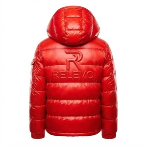 <b>Red</b> Unisex <b>Hooded</b> Puffer <b>Jacket</b> Filled Windproof Casual Winter Coat Zipper Closure Solid Color Thick Regular Fit Heat Reactive - Product Image 5