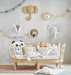 Décoration murale créative en forme de tête d'éléphant en jacinthe d'eau tressée à la main, écologique et naturelle, pour chambre d'enfant - Product Image 3