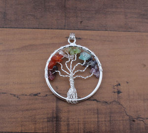 Pendentif Arbre de Vie en pierres précieuses multicolores bleues naturelles, argent sterling 925, collier vintage, pierre de naissance de décembre, bijoux en pierres précieuses bleues - Product Image 4
