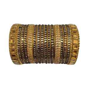 Ensemble de bracelets de mariage islamiques tendance en pierre lourde, couleur or, bijoux traditionnels pour femmes - Product Image 2