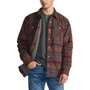 Custom Men's Sherpa Lined Plaid <b>Flannel</b> <b>Jacket</b> Thick Fleece Warm Button Up Shirt <b>Jacket</b> Winter Casual Lumberjack Overshirt OEM - Product Image 2
