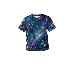 Vêtements de sport pour hommes en polyester avec impression par sublimation Galaxy sur le devant du col, manches courtes, coupe régulière, évacuation de l'humidité, impression personnalisée - Product Image 2