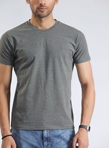 T-shirt gris minimaliste surdimensionné à col rond, manches courtes, coupe décontractée, style streetwear, personnalisable avec logo OEM - Product Image 3