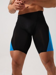 <b>Men</b> High Waist Compression <b>Shorts</b> <b>White</b> Breathable Sporty Panelled Design Elastic Waist Gym Fitness Workout Athletic Wear - Product Image 5