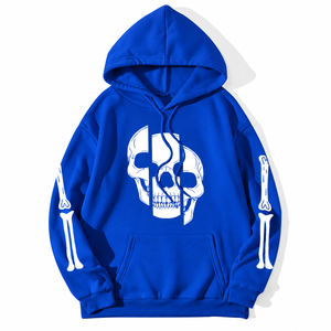 Sweat-shirt à capuche unisexe en polaire OEM, imprimé crâne, coupe classique, printemps, 100 % polyester, pull-over, logo avant, séchage rapide - Product Image 1