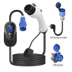 Nouveau câble de charge EVSE de type 1 à prise CEE 32A 7KW 5m avec adaptateur Schuko 3 broches, adaptateur d'alimentation portable - Product Image 2