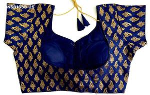 Proveedor de blusas acolchadas de manga corta, listas para usar, con trabajo Zari en toda la prenda y diseño Paisley Butti, de seda Banarasi de primera calidad, procedentes de la India. - Product Image 4