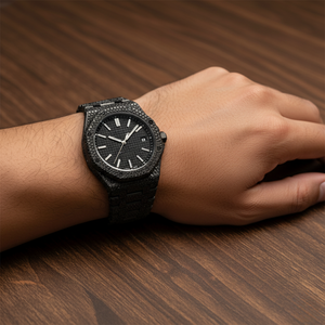 Reloj de Lujo con Incrustaciones de Moissanita Negra, Estilo Diamante, Acero Inoxidable, Resistente al Agua, Estilo Hip Hop, Proveedor de Relojes de Pulsera - Product Image 5