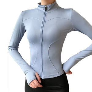 2026 New Contrast Stitch Athletic Jacket Women Stand Collar <b>Zip</b> <b>Up</b> Sculpting <b>Crop</b> Top Buttery Soft Nylon Spandex Gymwear - Product Image 4