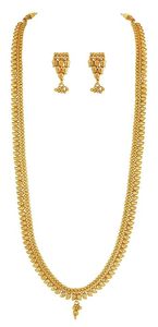 Indian Silver Plated Alloy Zircon Coin Long Necklace Earring Set Ethnic Women's Wedding Jewelry Flower Design Rani Haar - Product Image 4