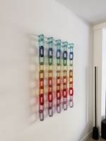Décoration murale en chaîne acrylique colorée, œuvre d'art géométrique, décoration contemporaine pour la maison, design vertical, ensemble multi-pièces